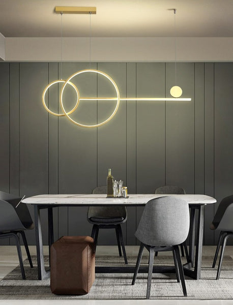 Lights of Scandinavia - Key - LED Modern Simple Chandelier Restaurant Bar Black White Gold Long Pendant Lamp Dining Room Coffee Shop Round Rings Hanging Light Simple hanging LED chandelier. Modern lighting for dining rooms, bars, restaurants, or the coffee shop. One chandelier is good for approx. 15-20 square meters. 54W 100cm wide, 100cm high, 50cm diameter 3 body color options 3 lighting color options