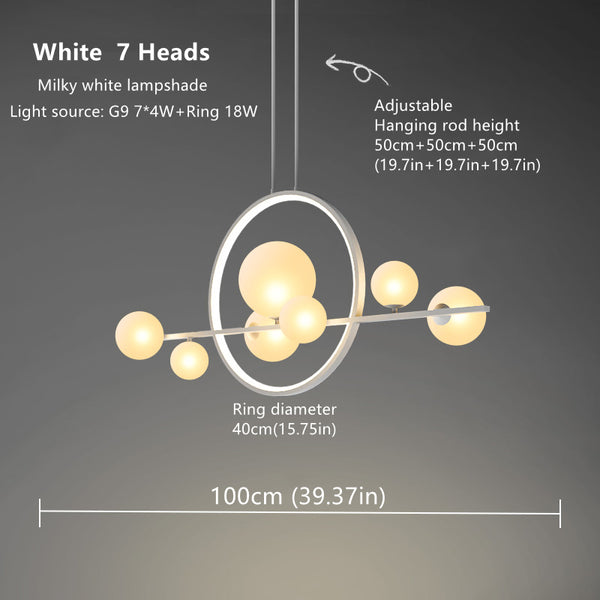 Lights of Scandinavia - Archipelago - Modern hanging glass ball LED lighting. Nordic style chandelier that suits living room areas just as well as over the dining table.