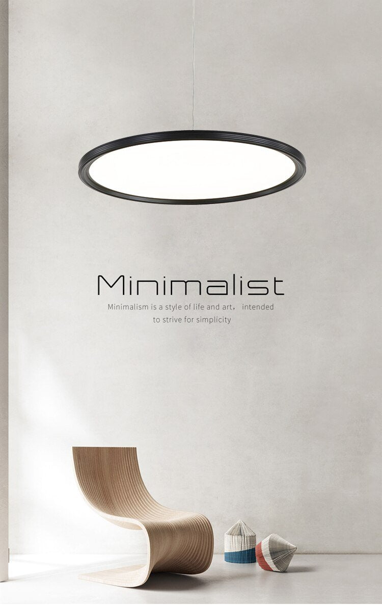 Lights of Scandinavia - Minimalist - Simple yet elegant pendant light. Minimalistic ultra-thin aluminum body and adjustable cord length of up to 150cm. Available in 3 sizes: 24W - Diameter 40cm, Height 5cm, 5-8m2 31W - Diameter 50cm, Height 5cm, 8-13m2 37W - Diameter 60cm, Height 5cm, 10-15m2