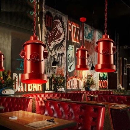 Lights of Scandinavia - Hydrant - Industrial pendant light. Retro design, metal body and adjustable chain/cord length of up to 120cm. E26/E27 Base. Available in 3 different pastel colors. Loft personality iron industry wind restaurant lamp Cafe living room bar aisle fire hydrant pillar Chandelier