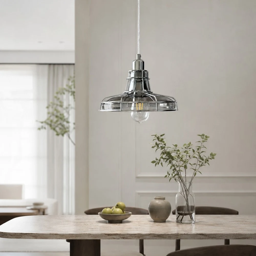 Pendant lamp in quiet modern room