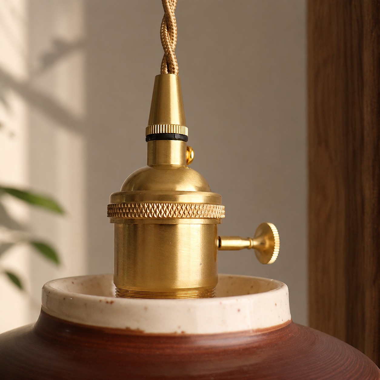 Brass-tone socket hardware close-up