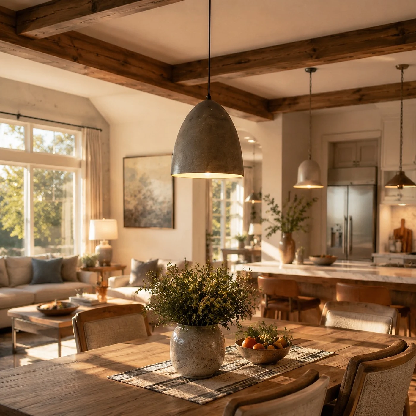 Vintage Distressed Metal Dome Pendant Light