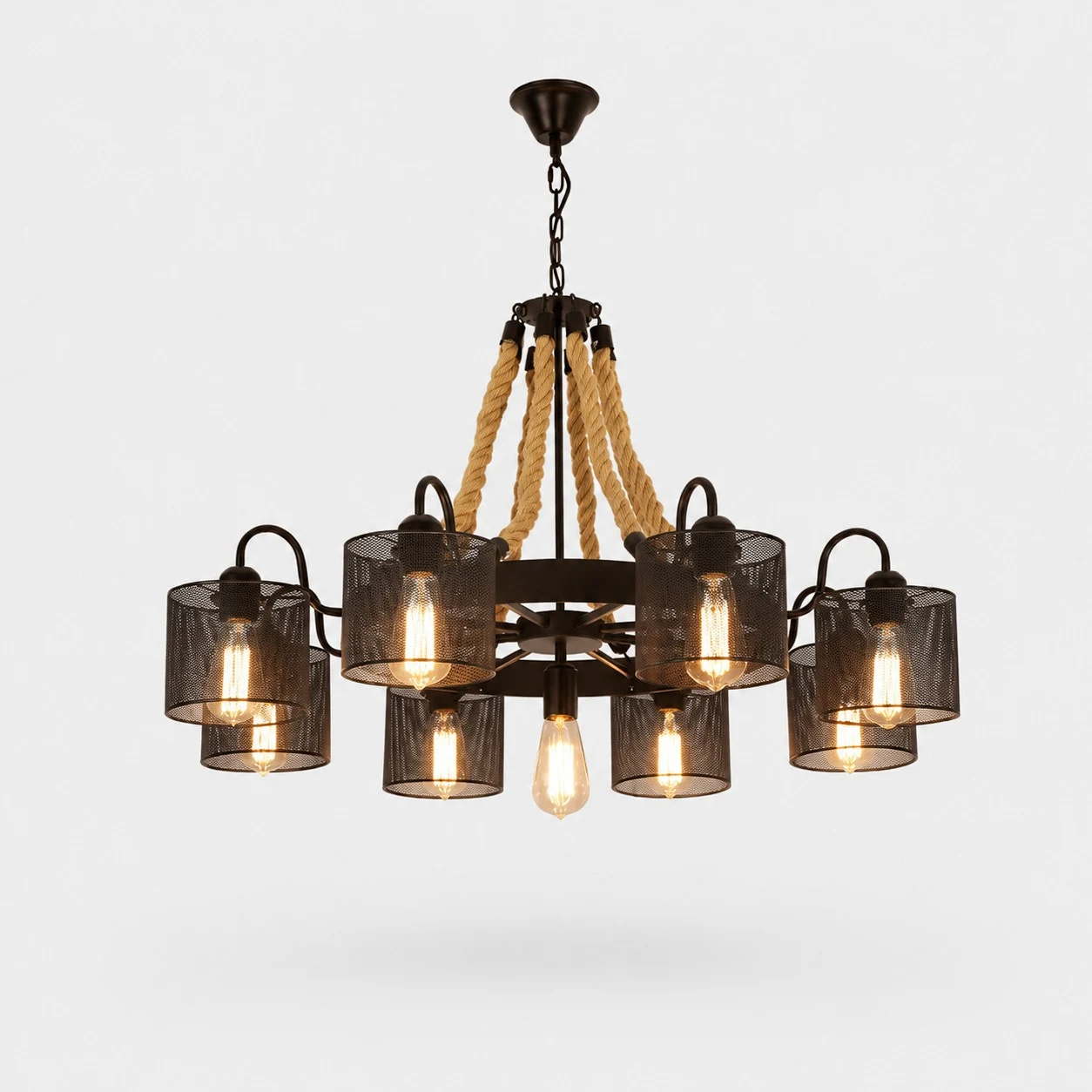 Rustic farmhouse rope chandelier
