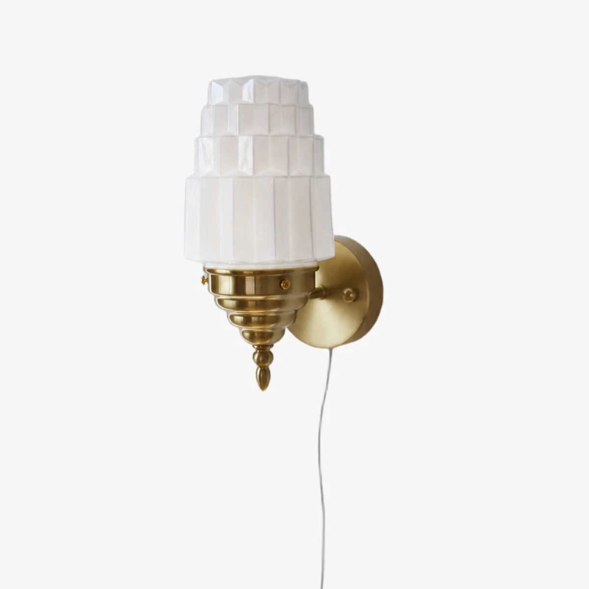 Antique brass plug-in Art Deco wall sconce