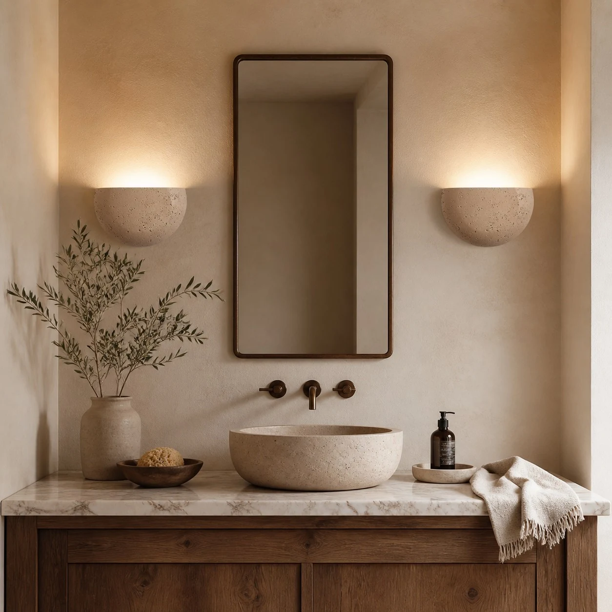 Off white wall sconce scene and detail image