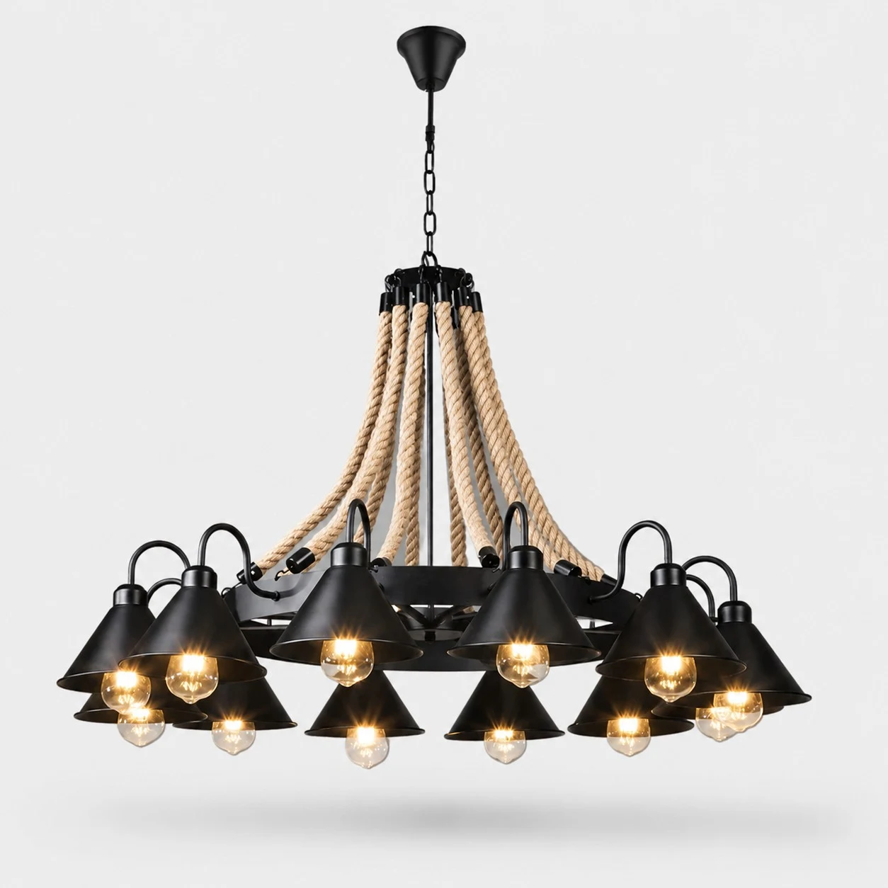 Rustic farmhouse rope chandelier