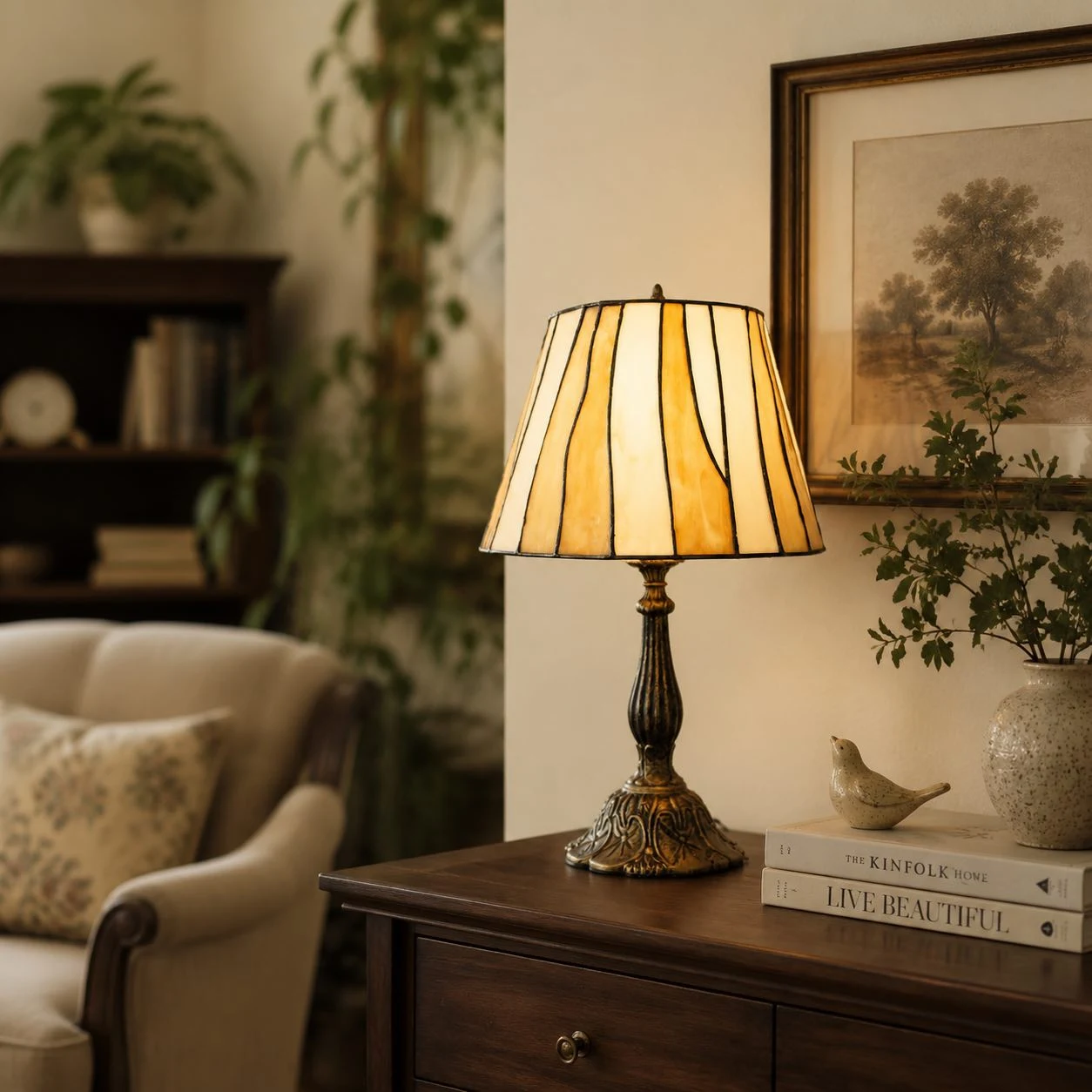 Tiffany-style stained glass table lamp product image