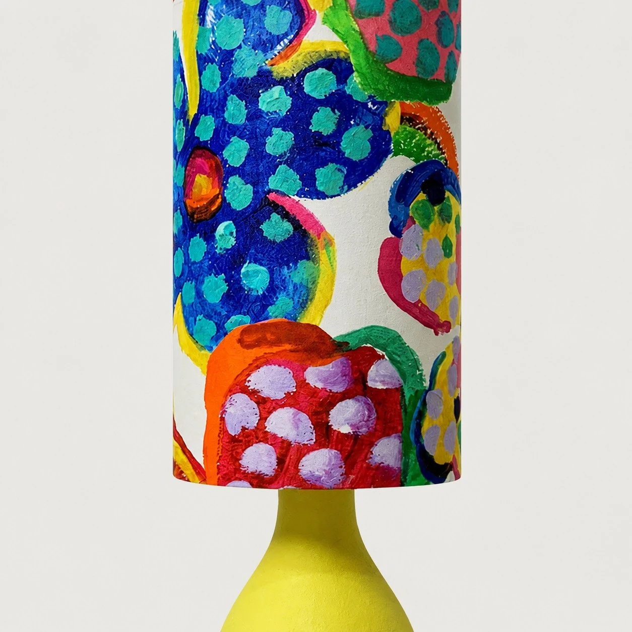 Colorful fabric lampshade close view
