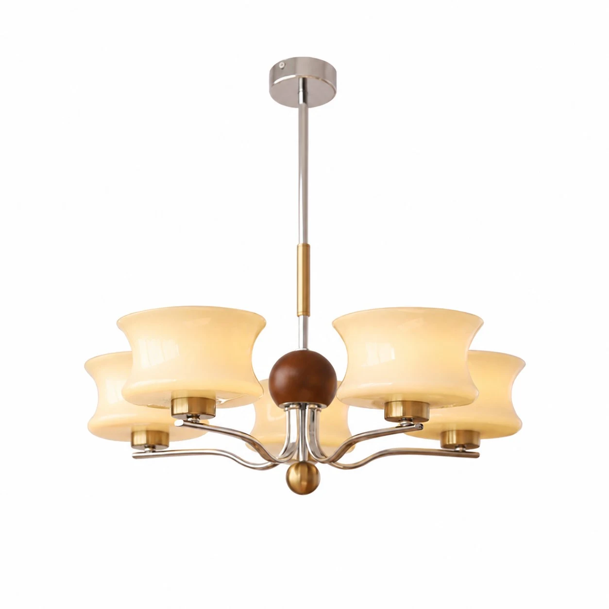 Round 3-light cream glass chandelier