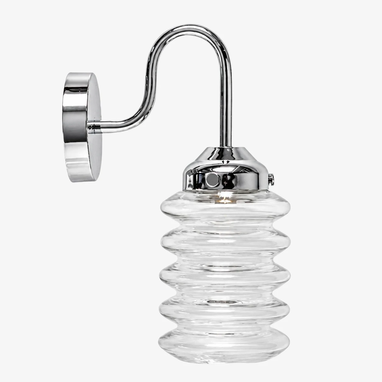 Clear ribbed glass chrome wall sconce