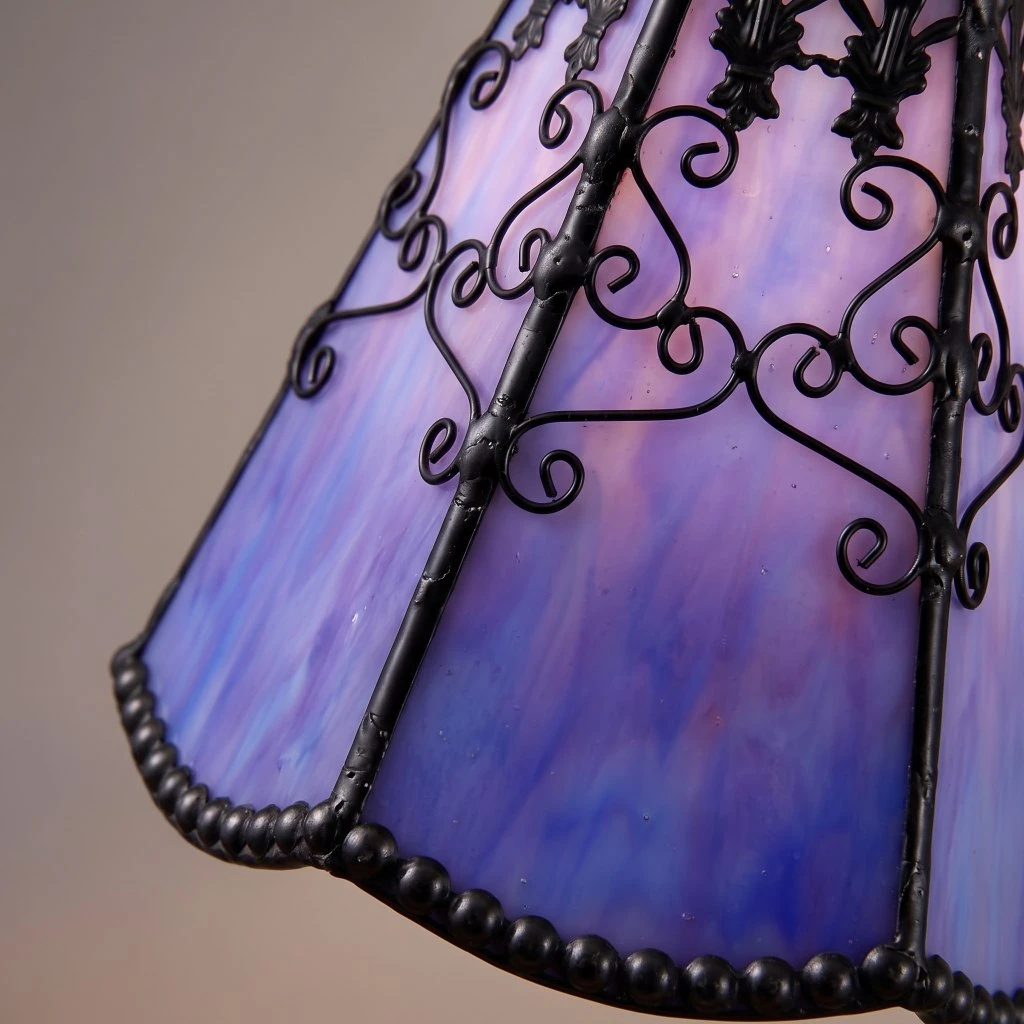 close-up stained glass and bead-edge detail