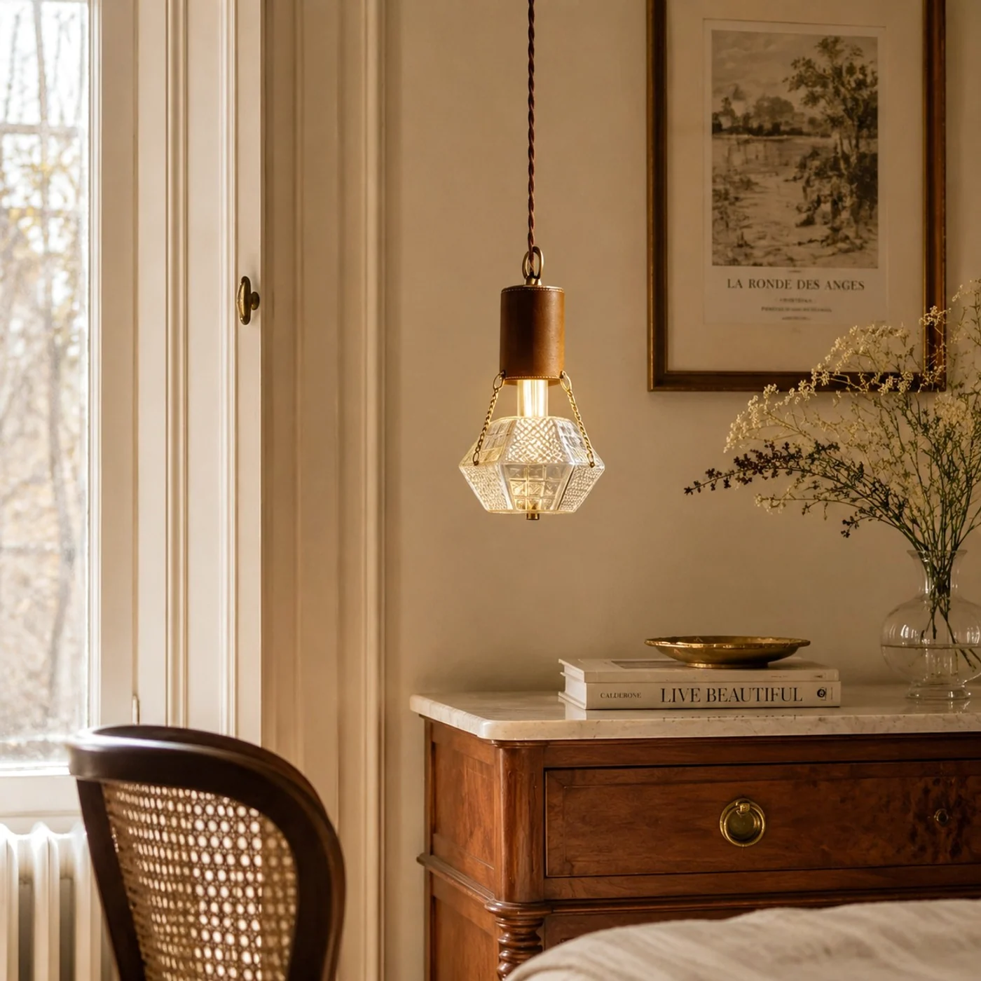 Prismatic French Leather Pendant Light 11