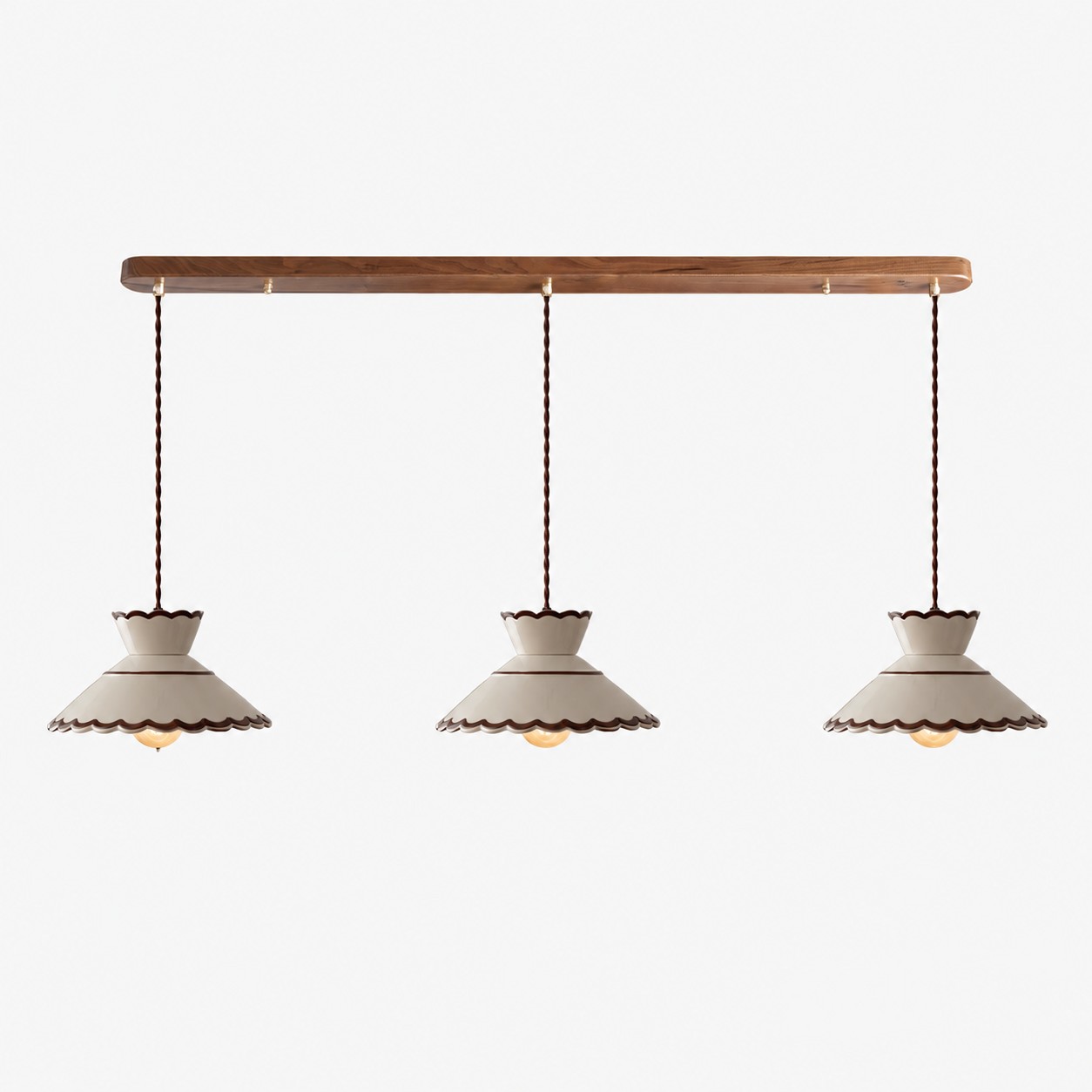 French Vintage Scalloped Ceramic Pendant Light 6