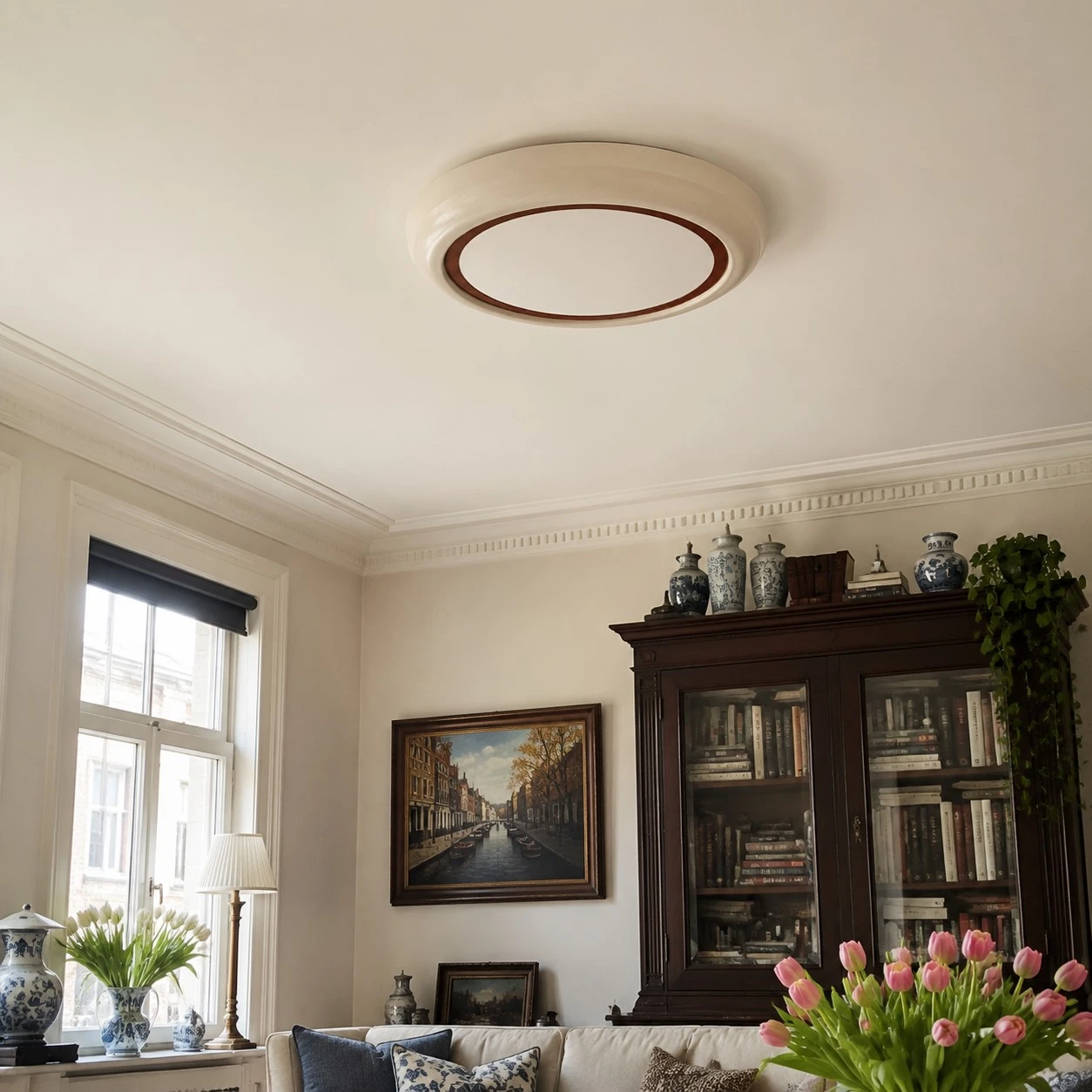Installed ceiling lamp in a modern room
