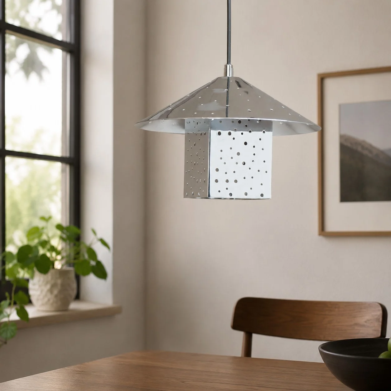 Bauhaus Hollow Silver Single Pendant Light
