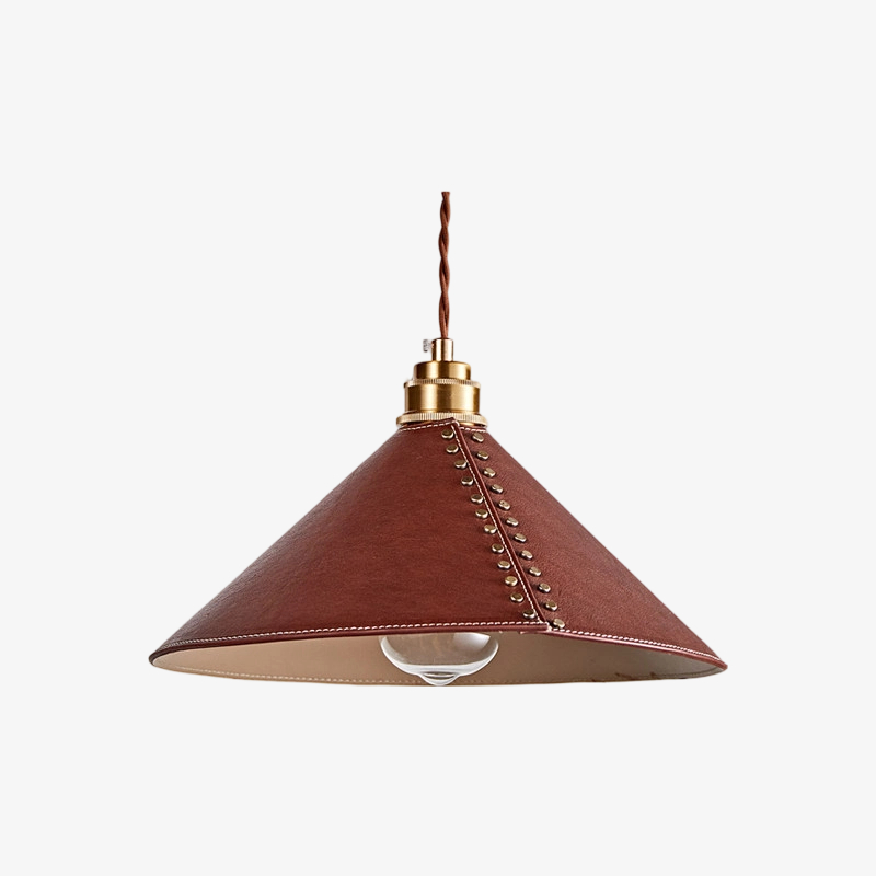 Reddish-brown leather pendant lamp original SKU view
