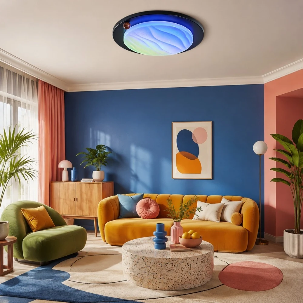 Walnut RGB Dynamic Sky Flush Mount Ceiling Light