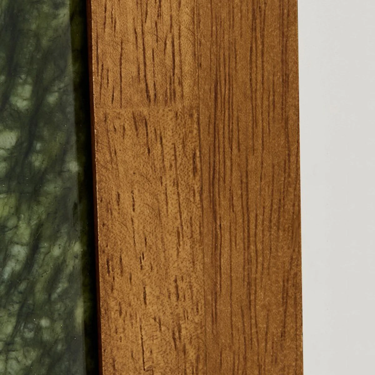 Green jade and wood back detail