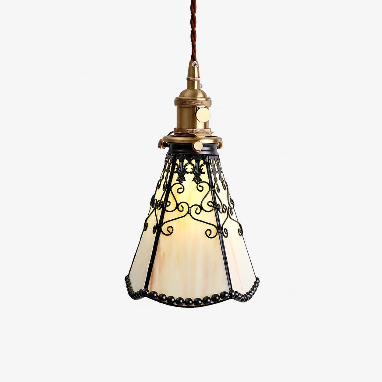 light yellow stained glass pendant