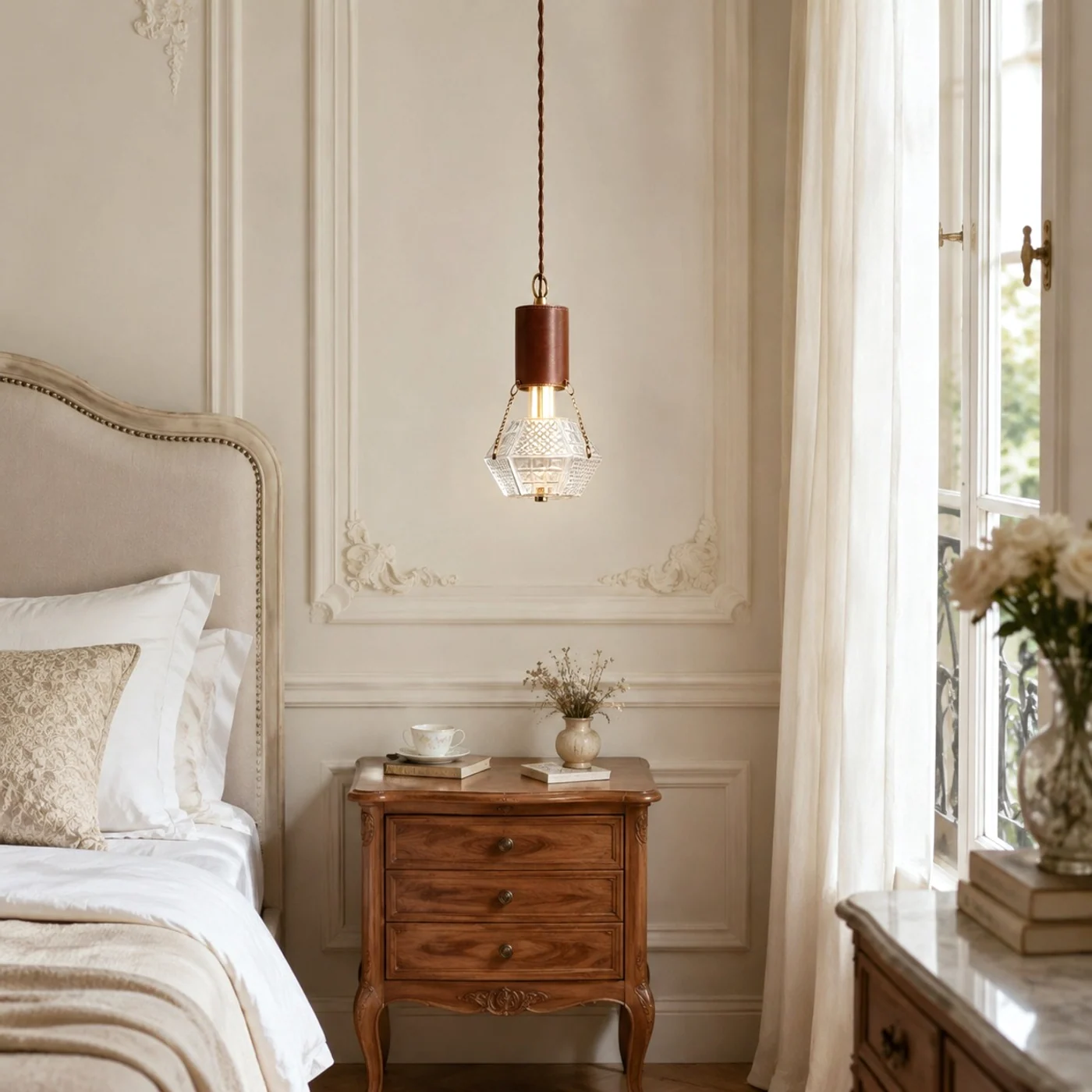Prismatic French Leather Pendant Light 6