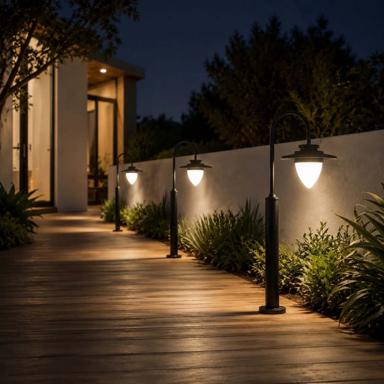 outdoor path light installation scene