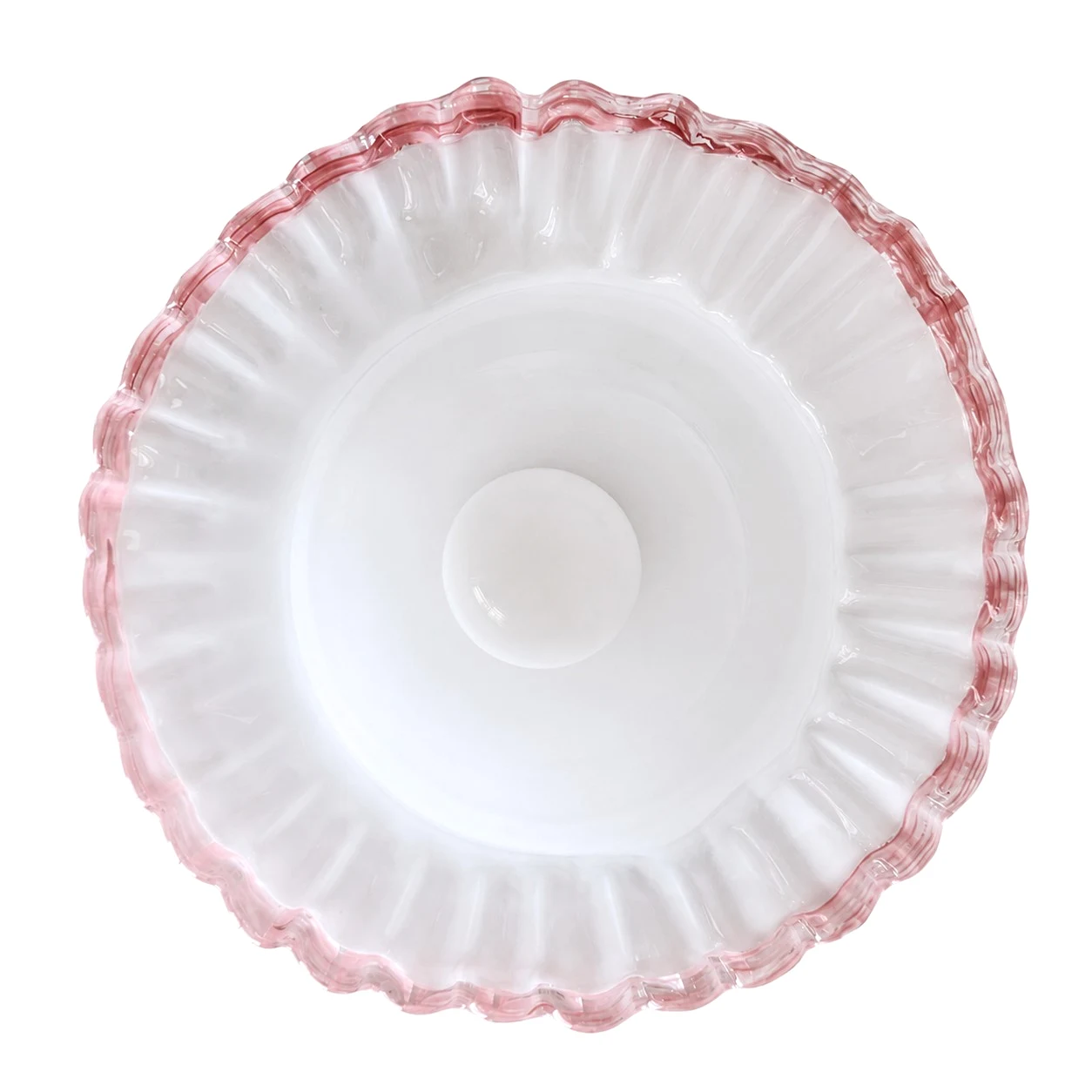 pink rimmed ruffled glass shade detail