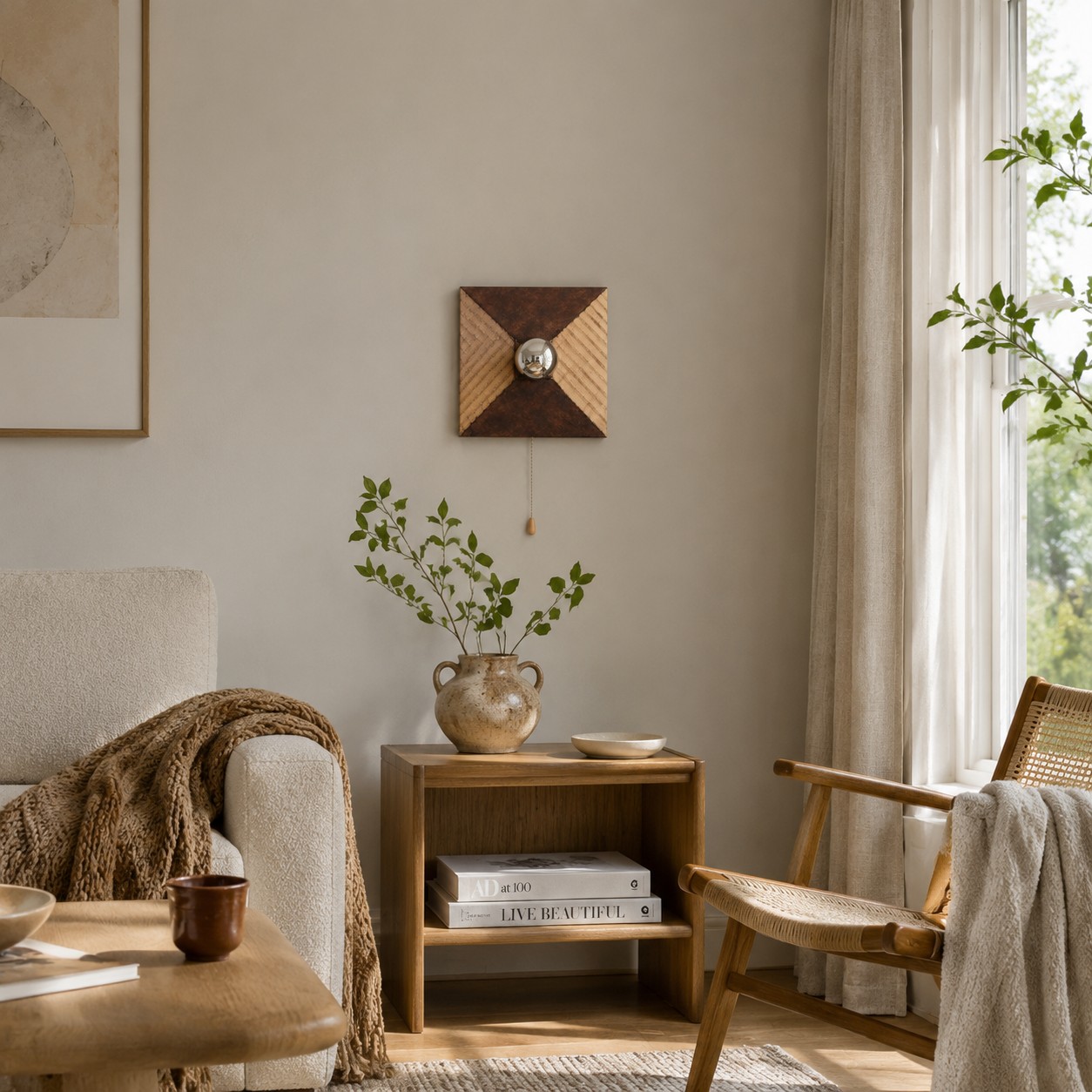 Geometric Resin Wall Light With Metal Pull Chain