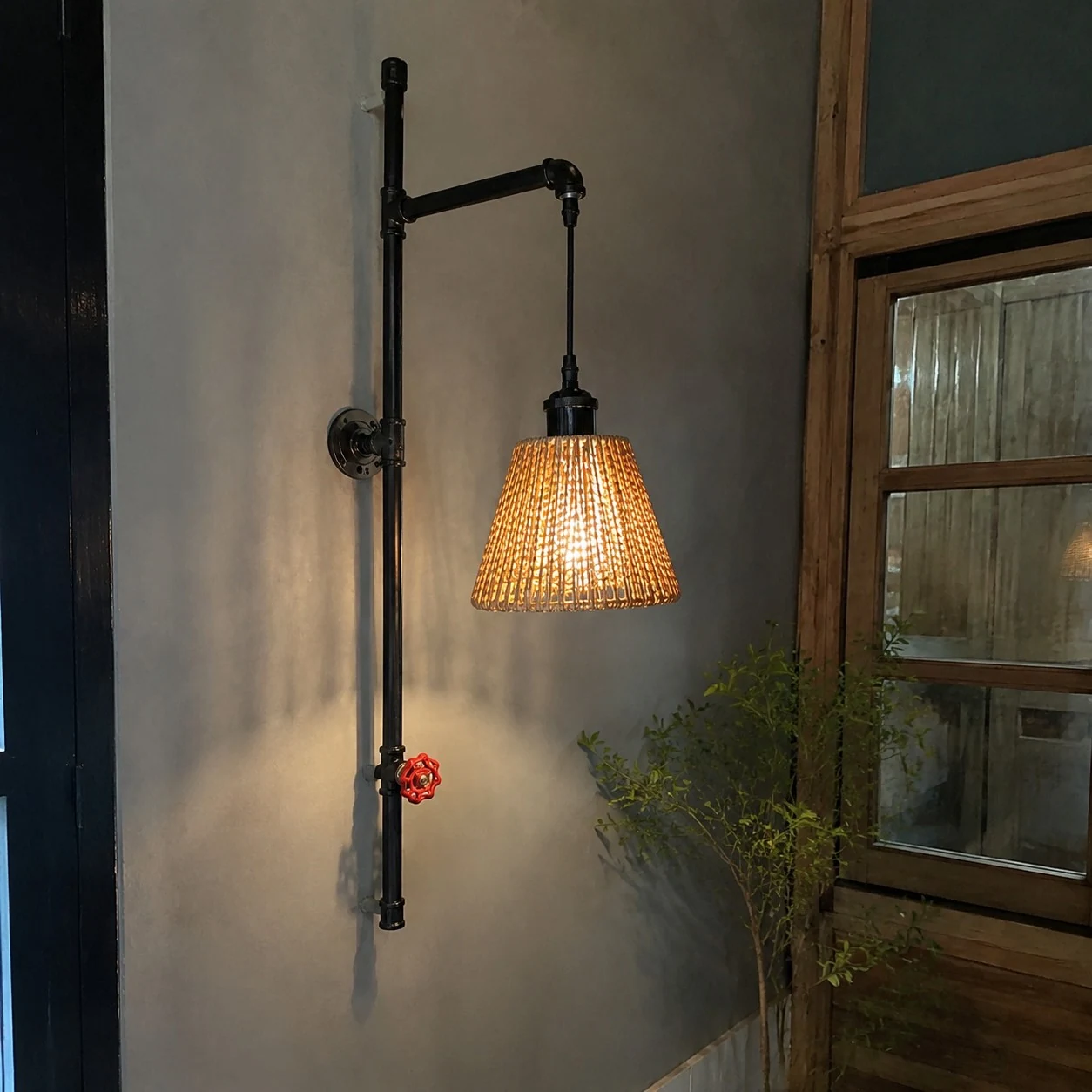 Warm wall light in entry corner