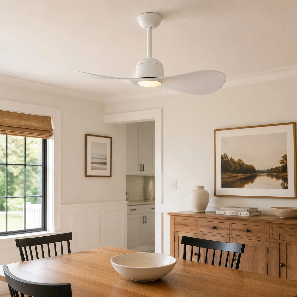 White finish dining room scene