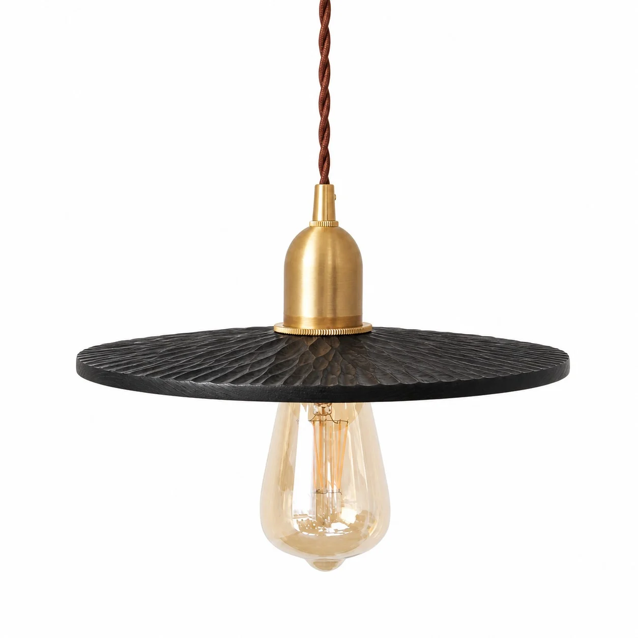 Black lacquer carved wooden pendant light shade