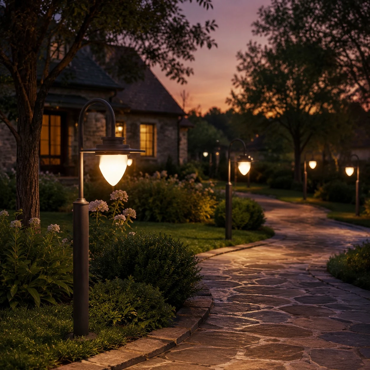 outdoor path light installation scene