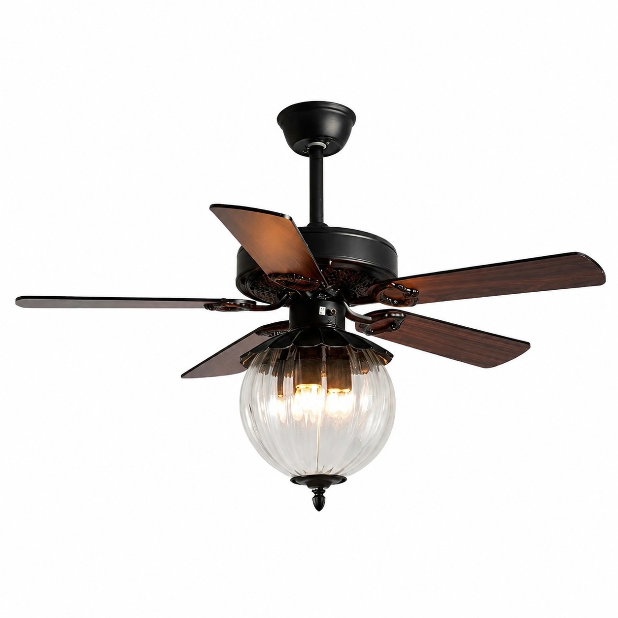 Konoha and Banana Leaf Wooden Ceiling Fan Light