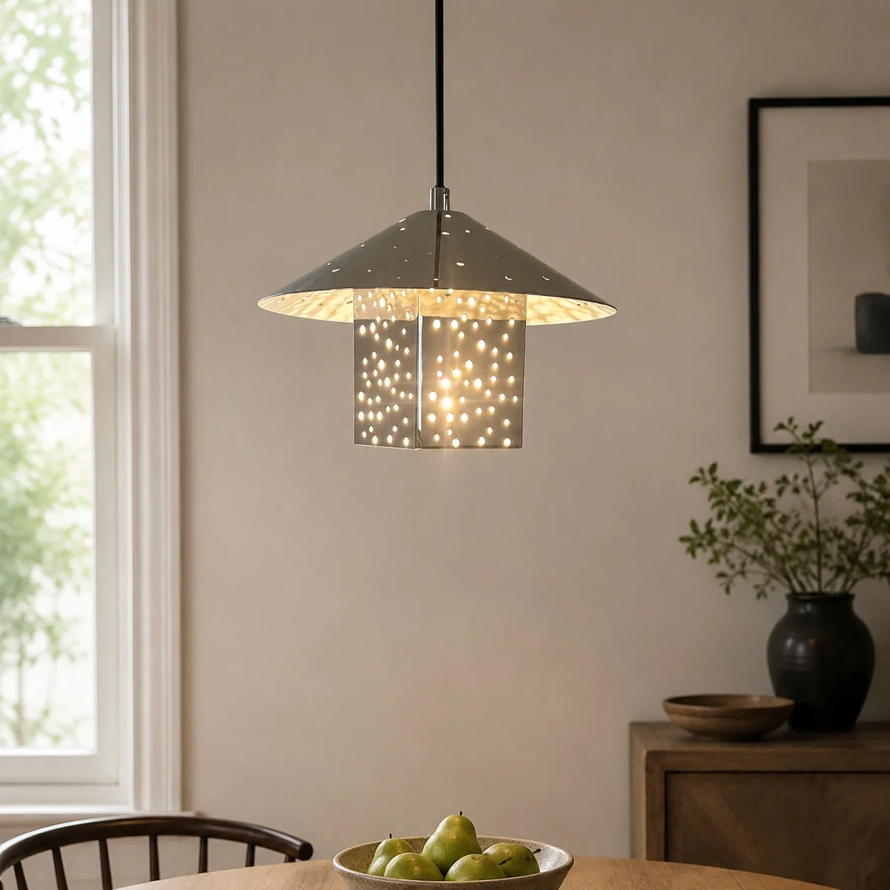 Bauhaus Hollow Silver Single Pendant Light