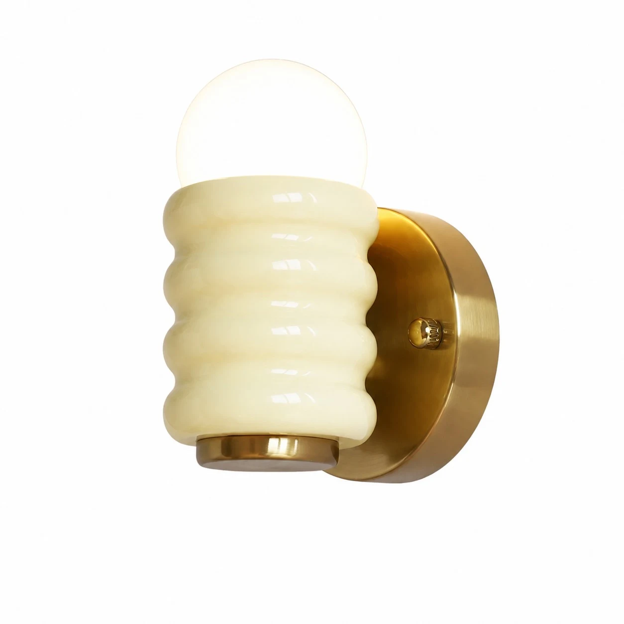 Main cream ribbed wall sconce