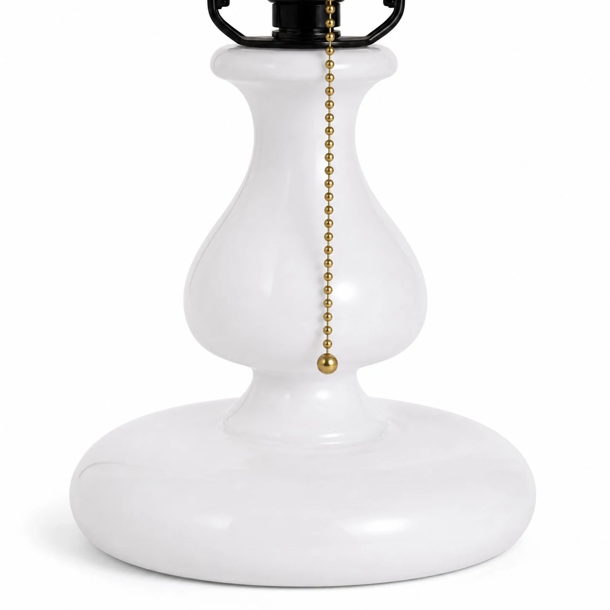 White pedestal lamp base with pull chain switch