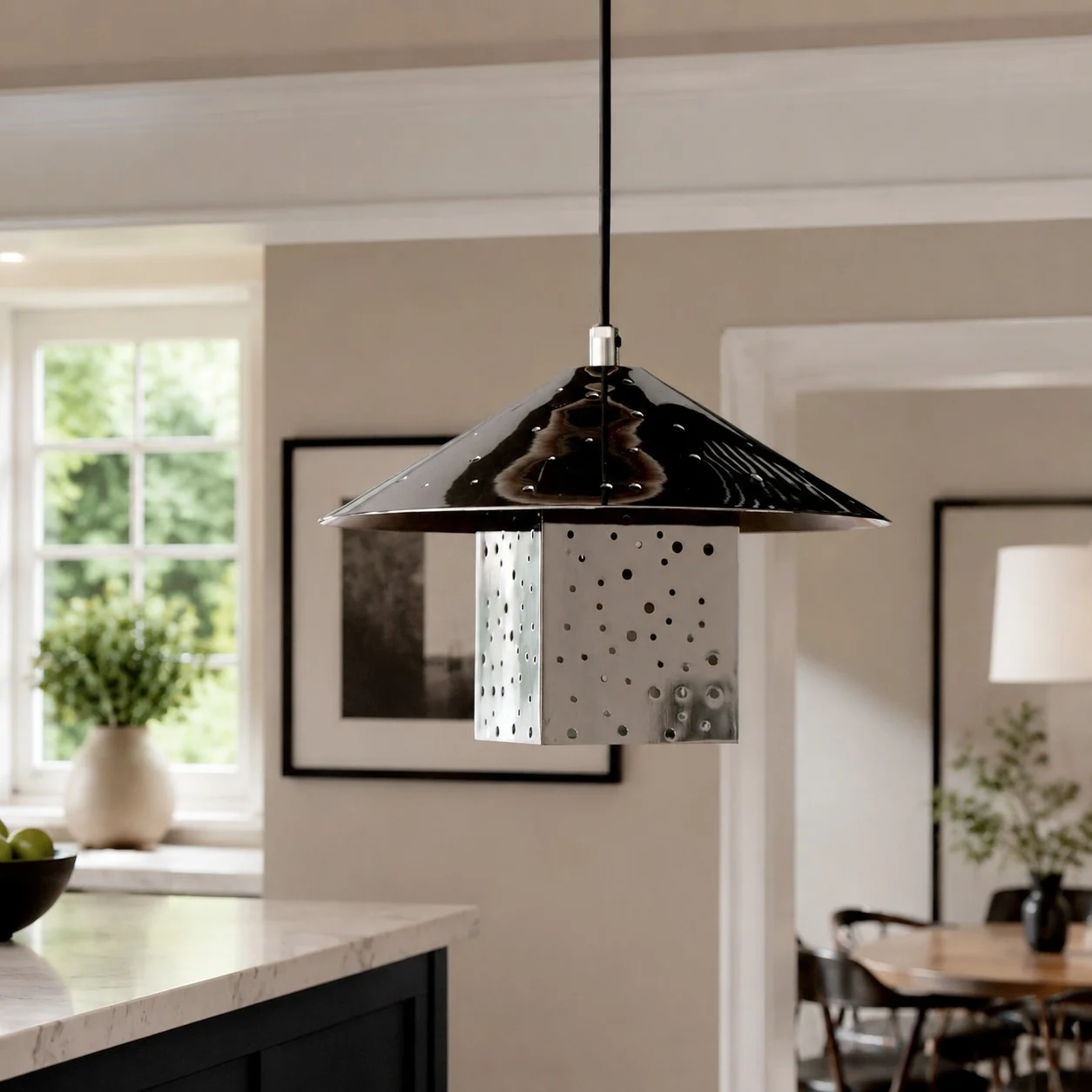 Bauhaus Hollow Silver Single Pendant Light