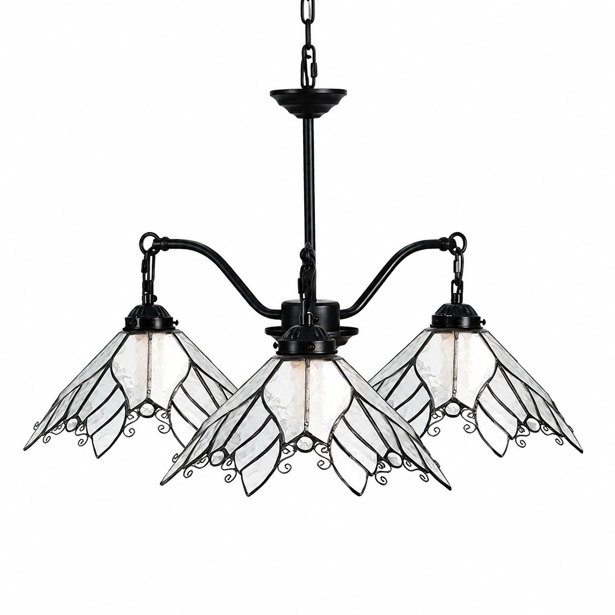 Four-Light Stained Glass Chandelier
