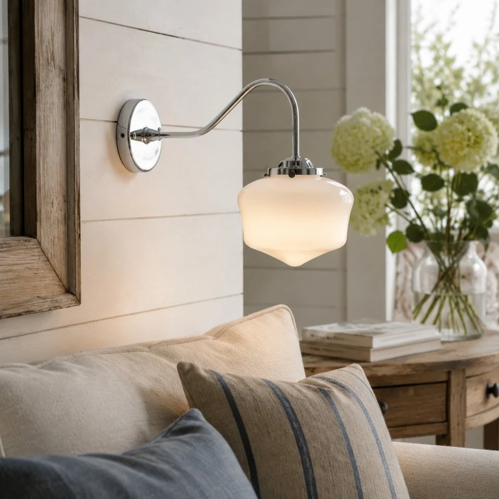 Vintage Opal Glass Wall Sconce
