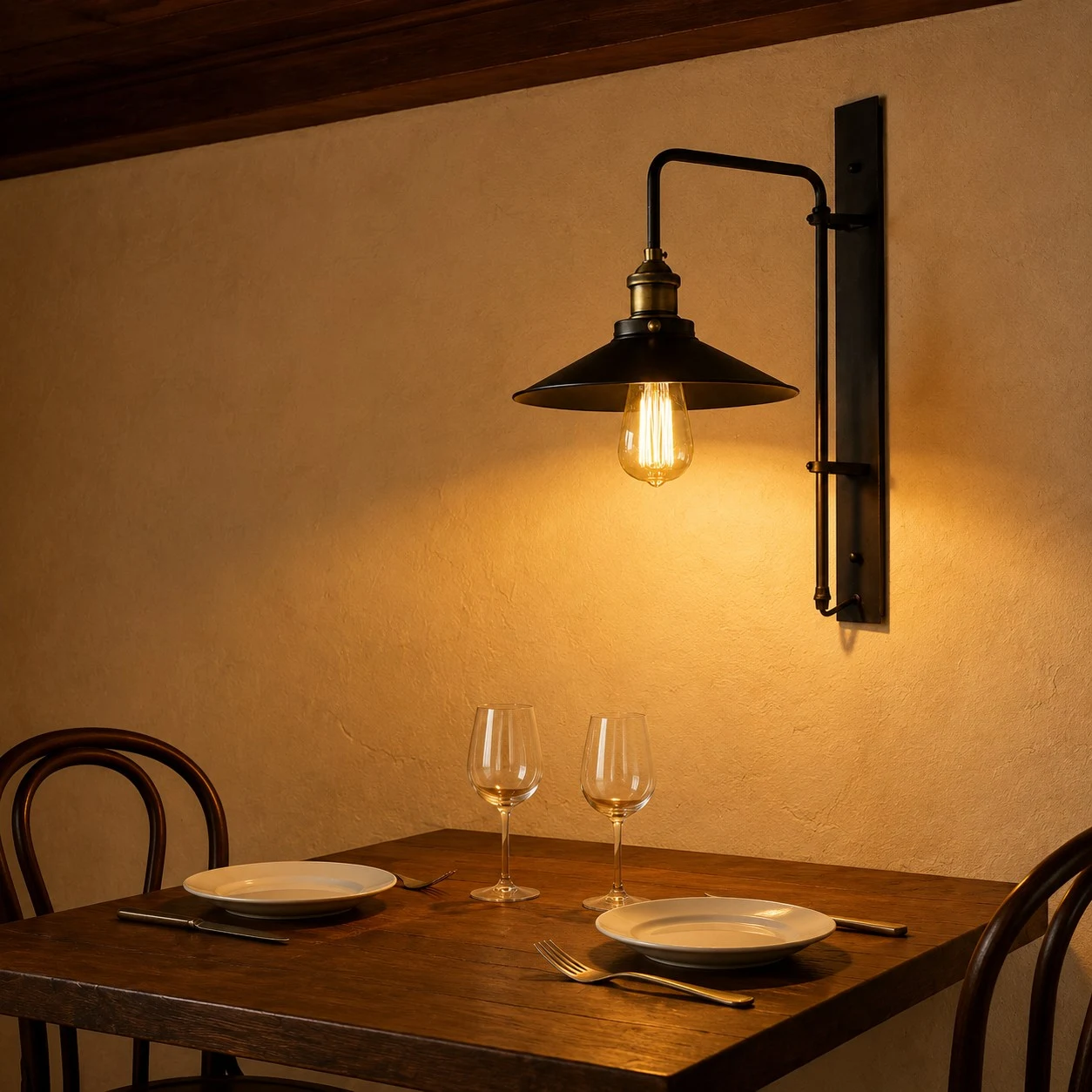 Solenvo dark bronze outdoor wall lamp scene view