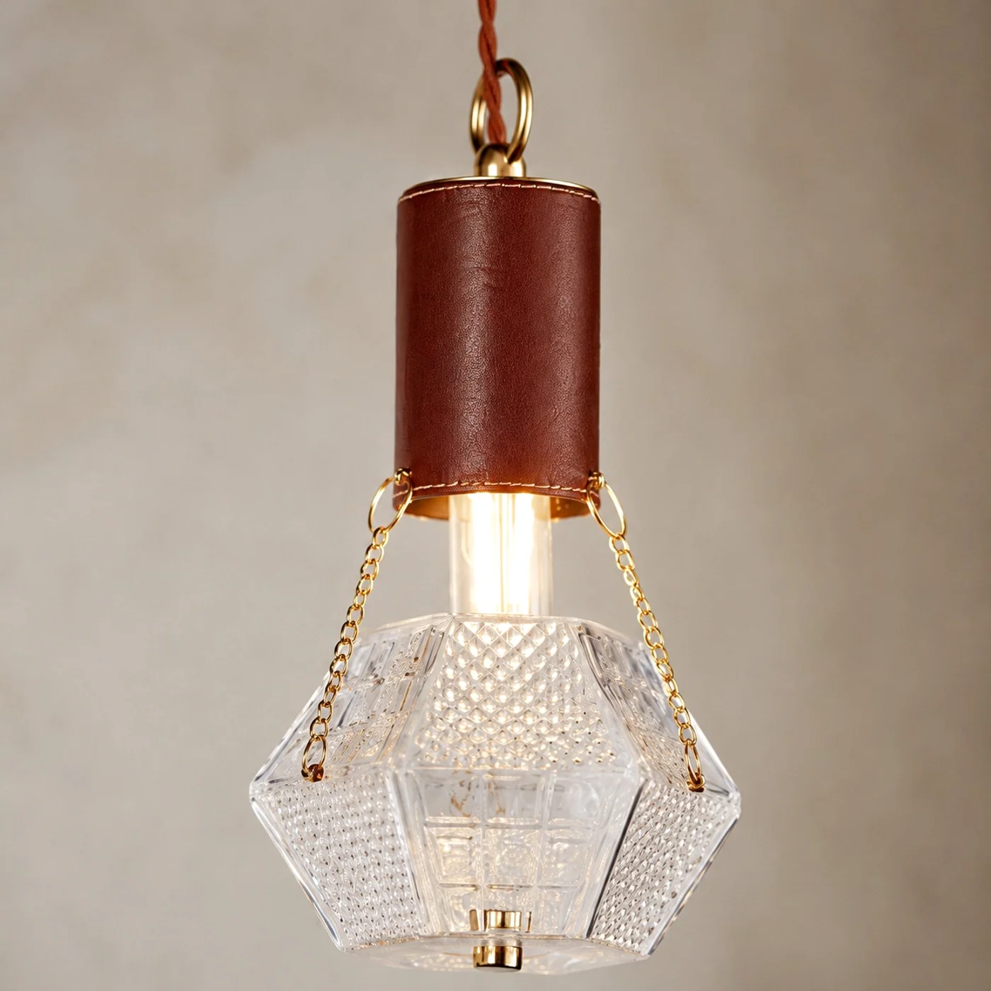 Prismatic French Leather Pendant Light 4