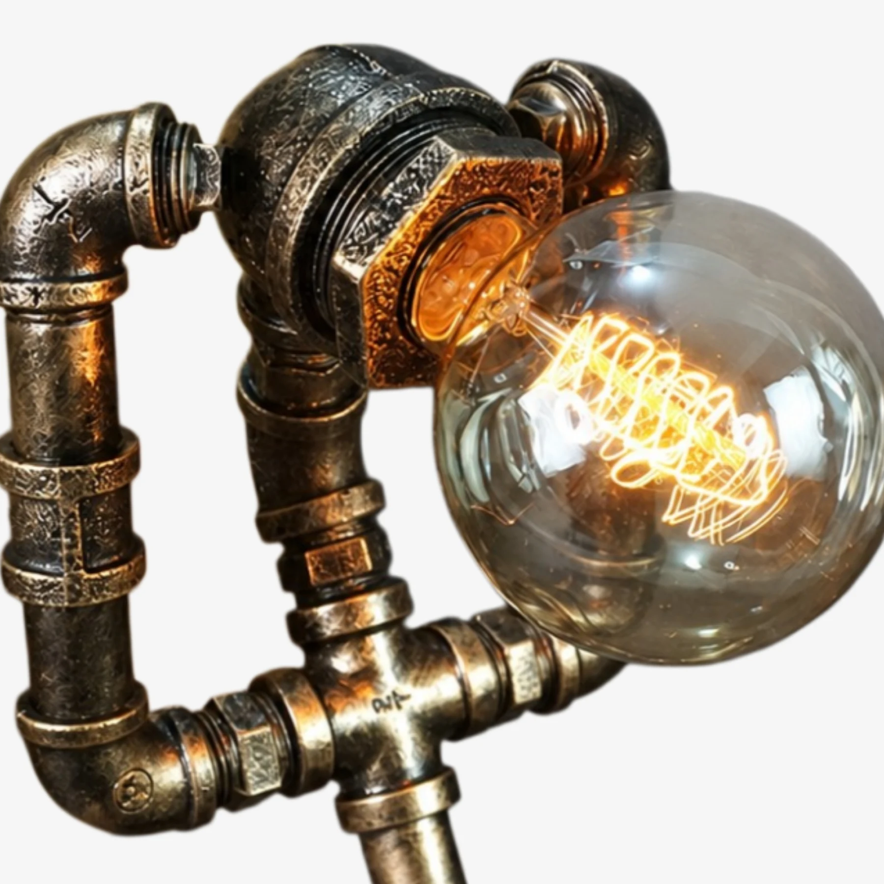 Edison globe pipe holder detail
