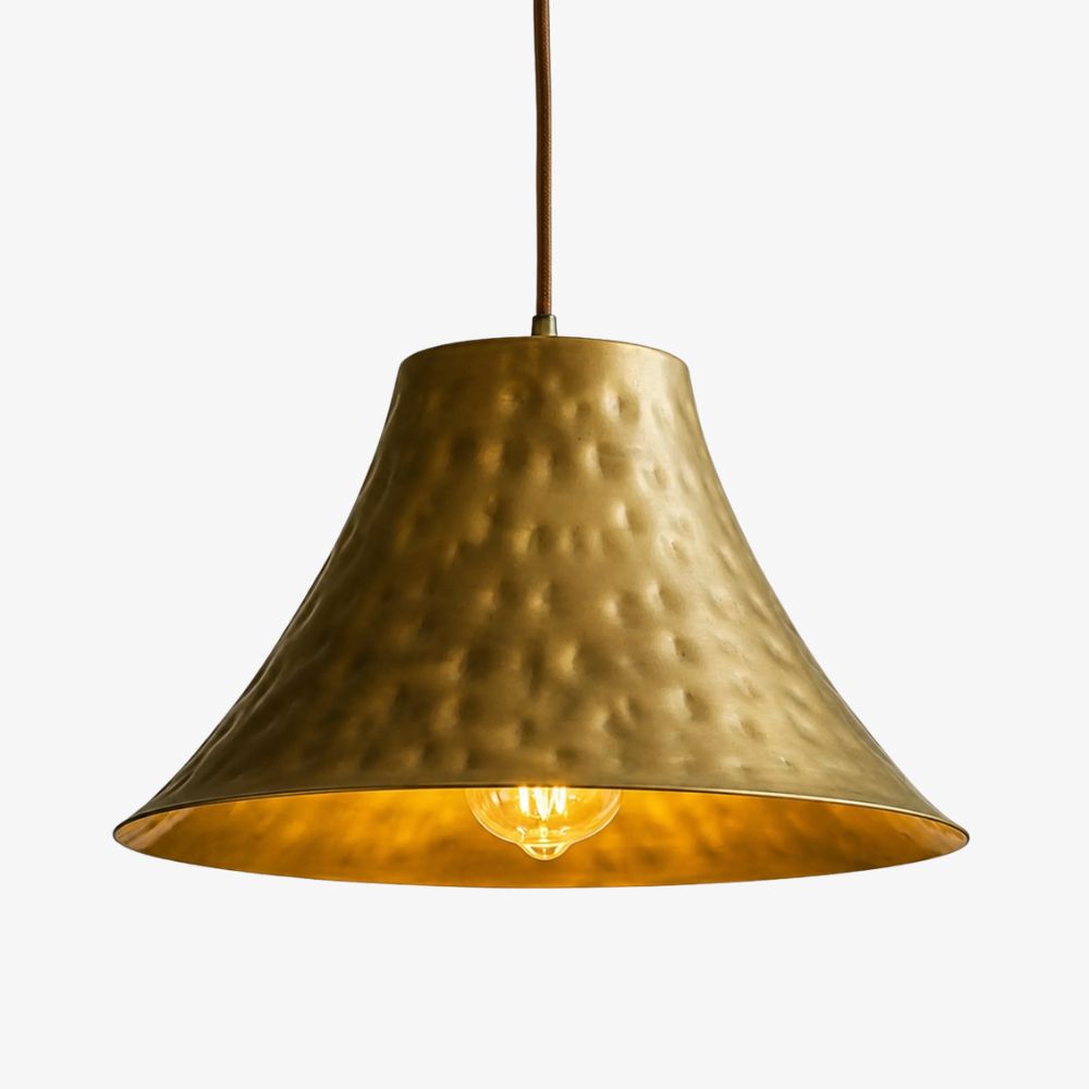 American Metal Lamps hammered brass pendant light in 13 inch size
