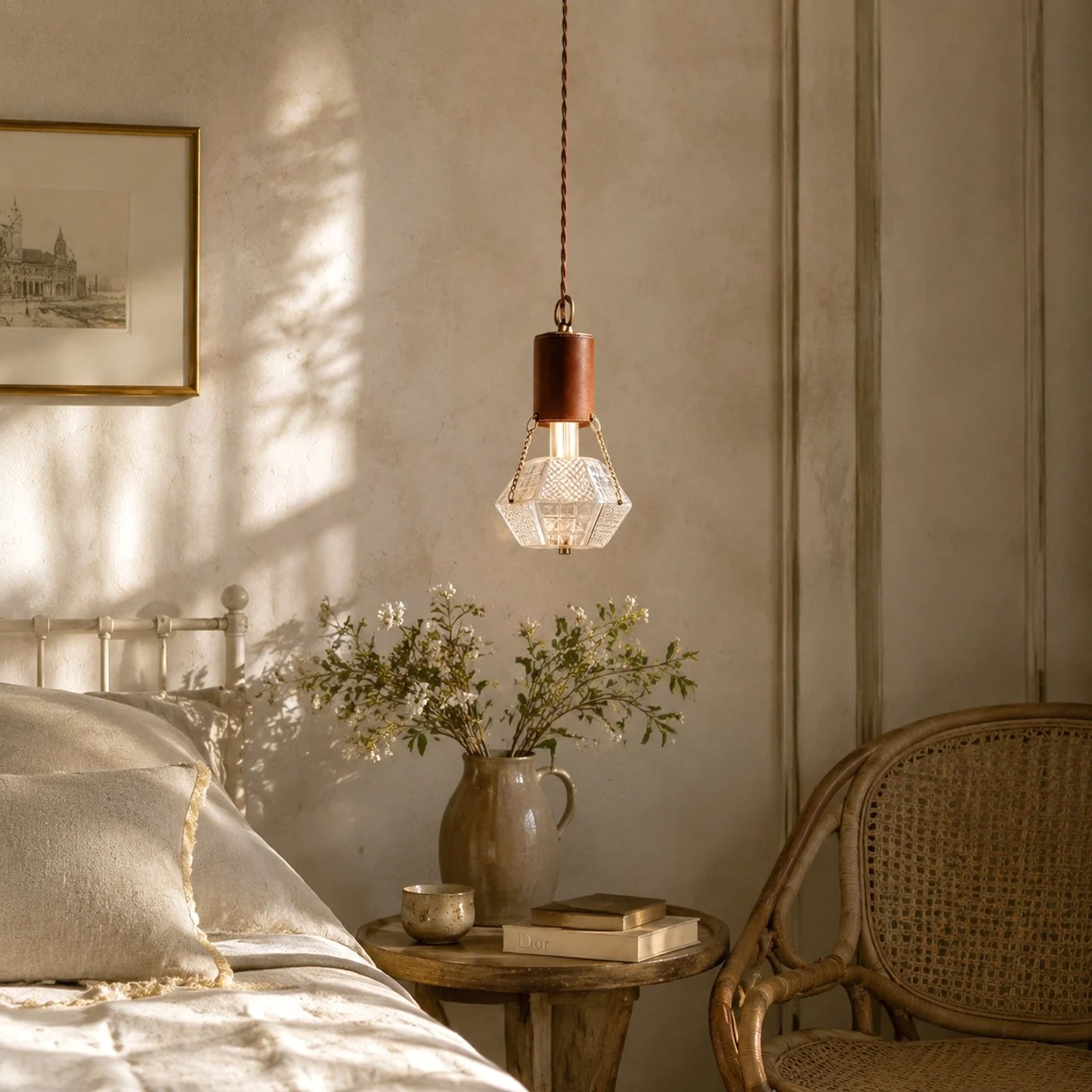 Prismatic French Leather Pendant Light 12