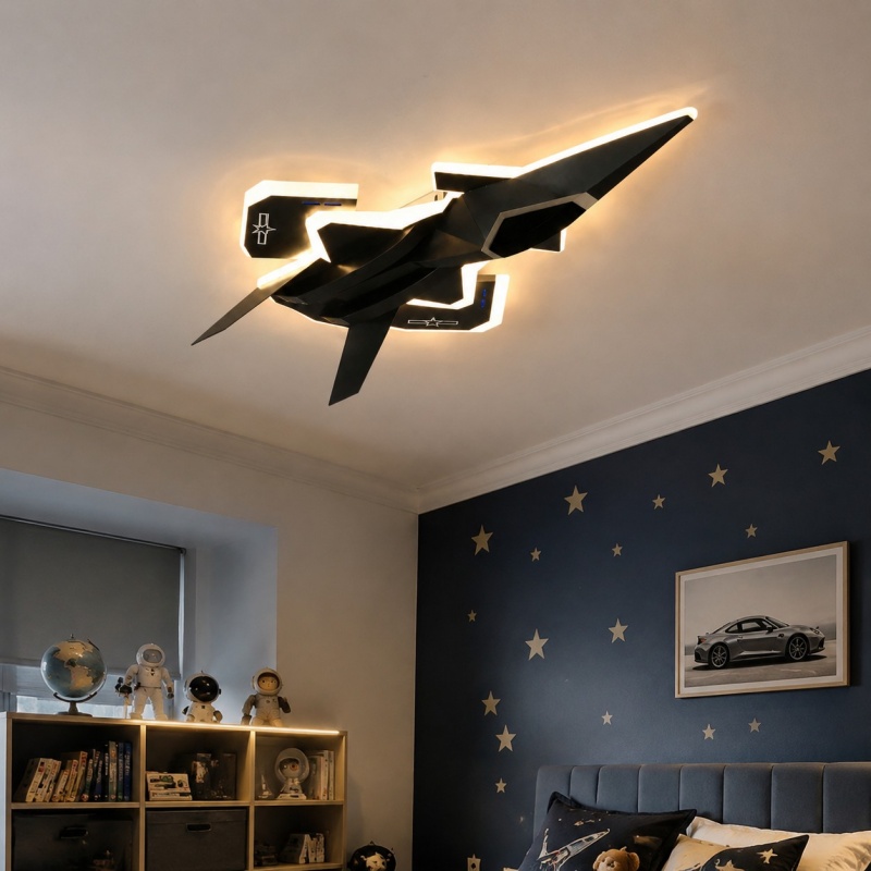 Jet fighter LED ceiling light room scene