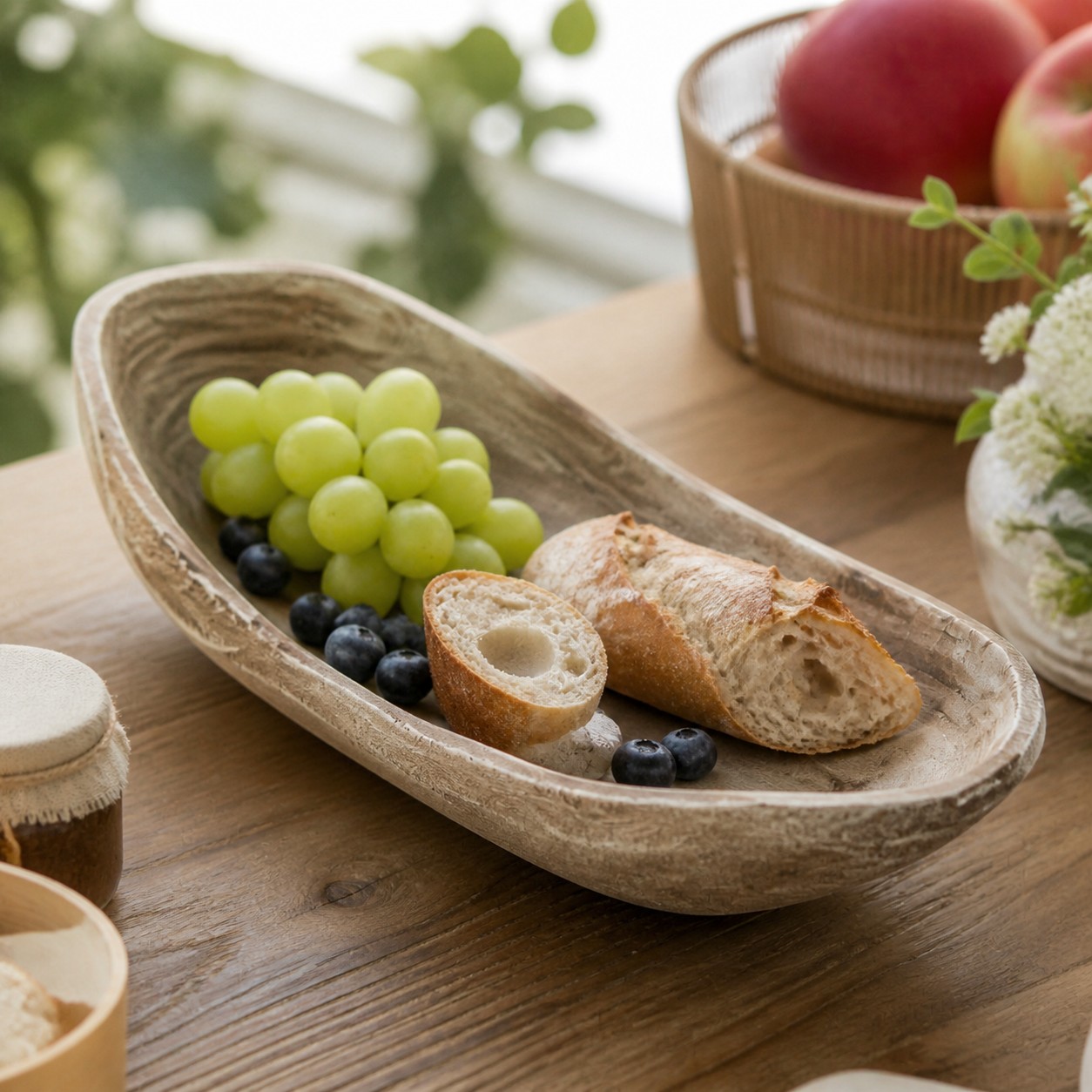 Distressed Paulownia Wood Boat-Shaped Serving Tray scene 5