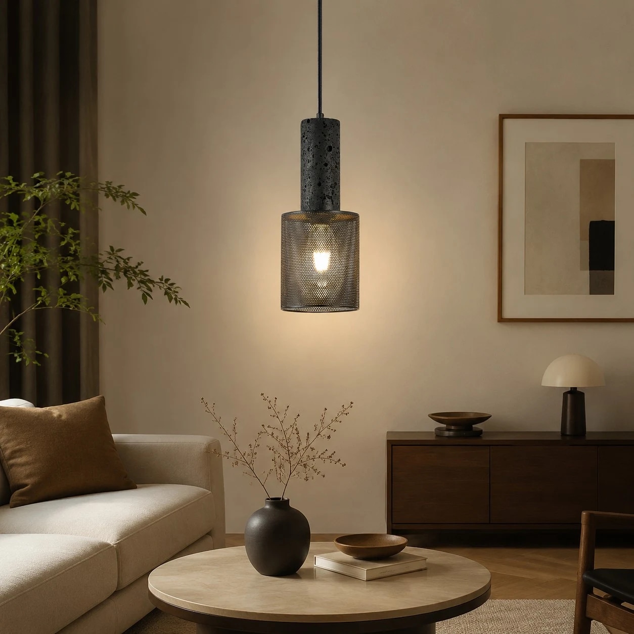 Textured Black Mesh Pendant Light 4