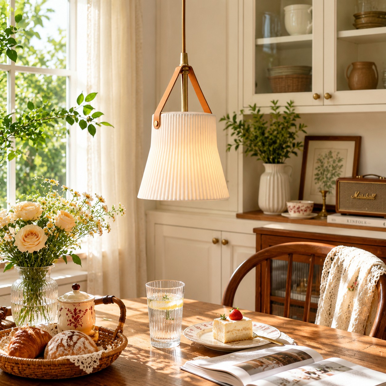 Decorative ceramic pendant light setting
