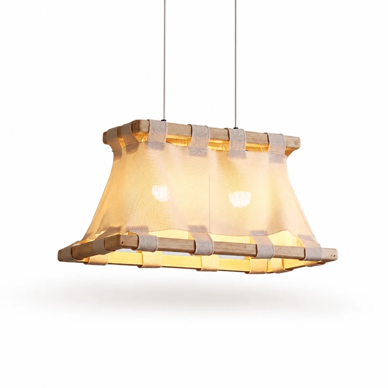 Style B 60 cm ivory white wood and fabric pendant lamp