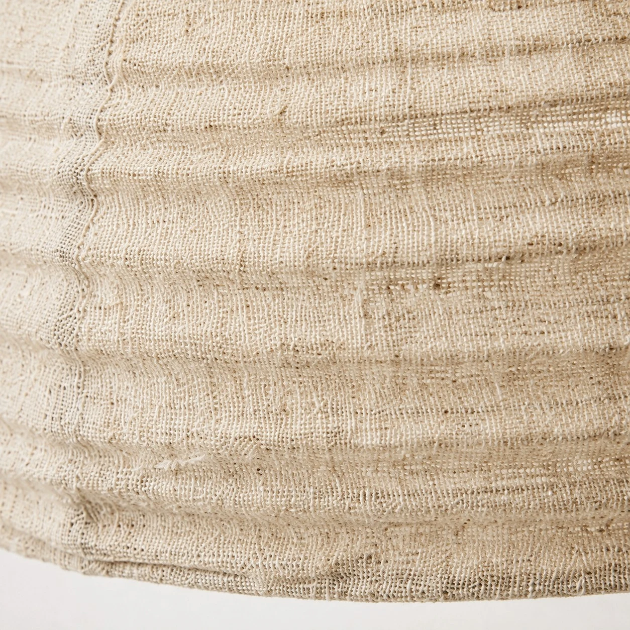 Close view of the layered hemp fabric shade texture